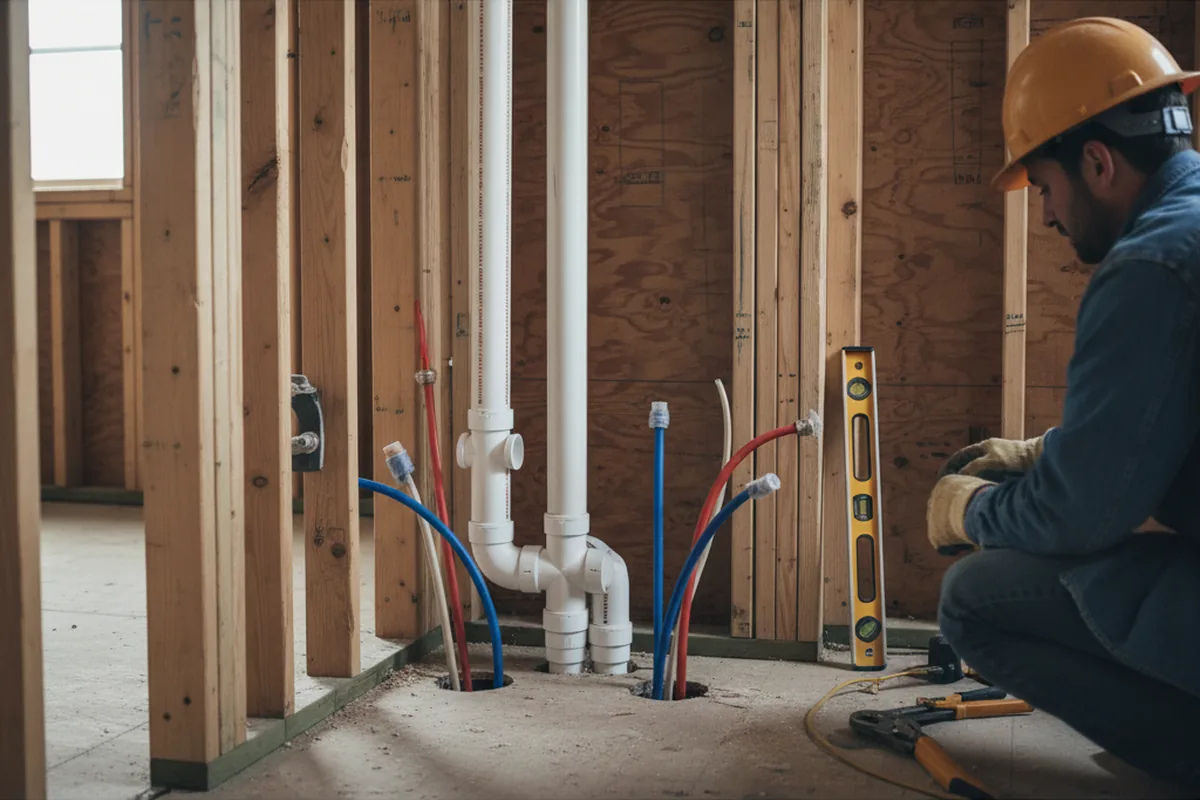Drain and supply rough-in during Drain Cleaning in Slanesville